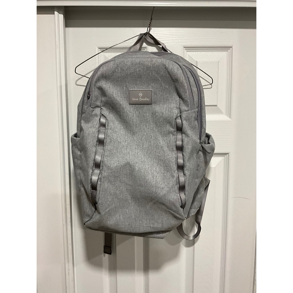 Vera Bradley Heathered Gray‎ Backpack Floral Lining Laptop Sleeve Travel School